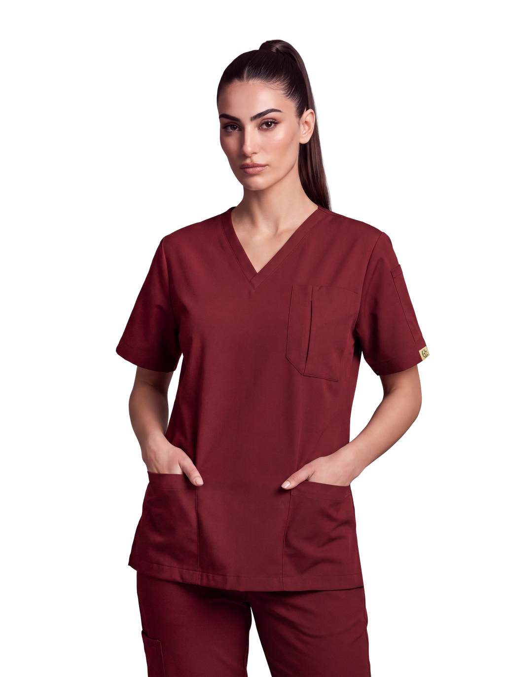 Edg Scrub Top — Cherry Jam