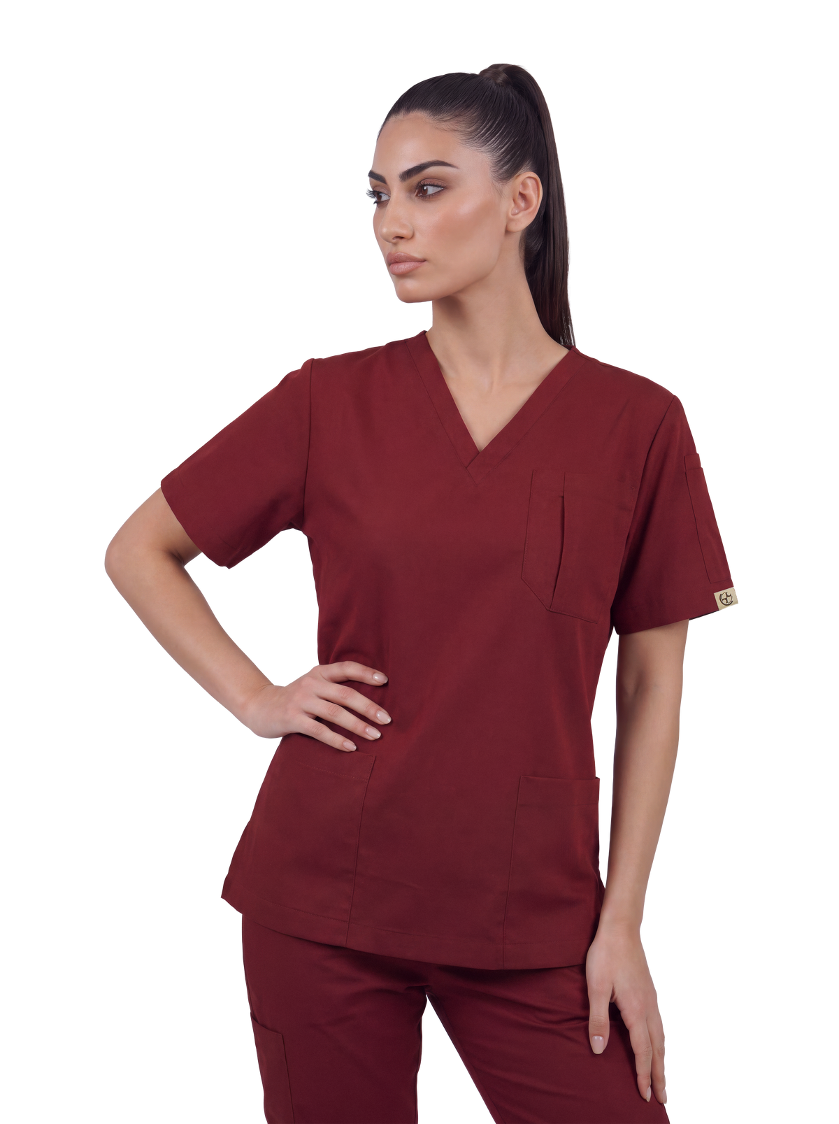 Edg Scrub Top — Cherry Jam