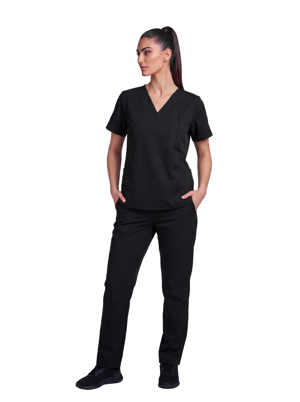 Edg premium scrub top for doctors - Black Magic - full view