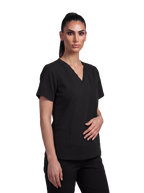 Edg premium scrub top for doctors - Black Magic - worn on model - side pocket