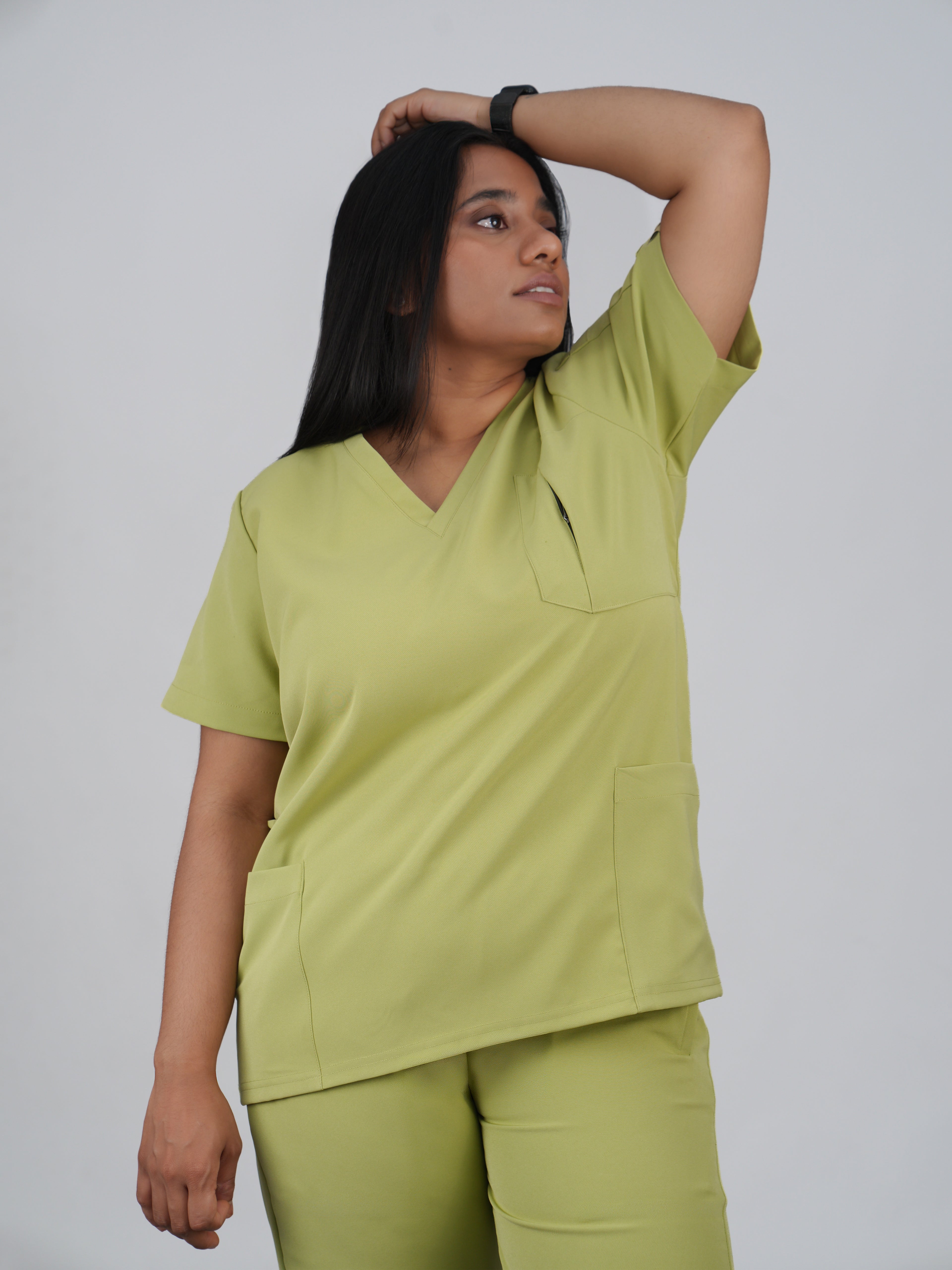 Edg premium scrub top for doctors - Cactus Candy - worn on model