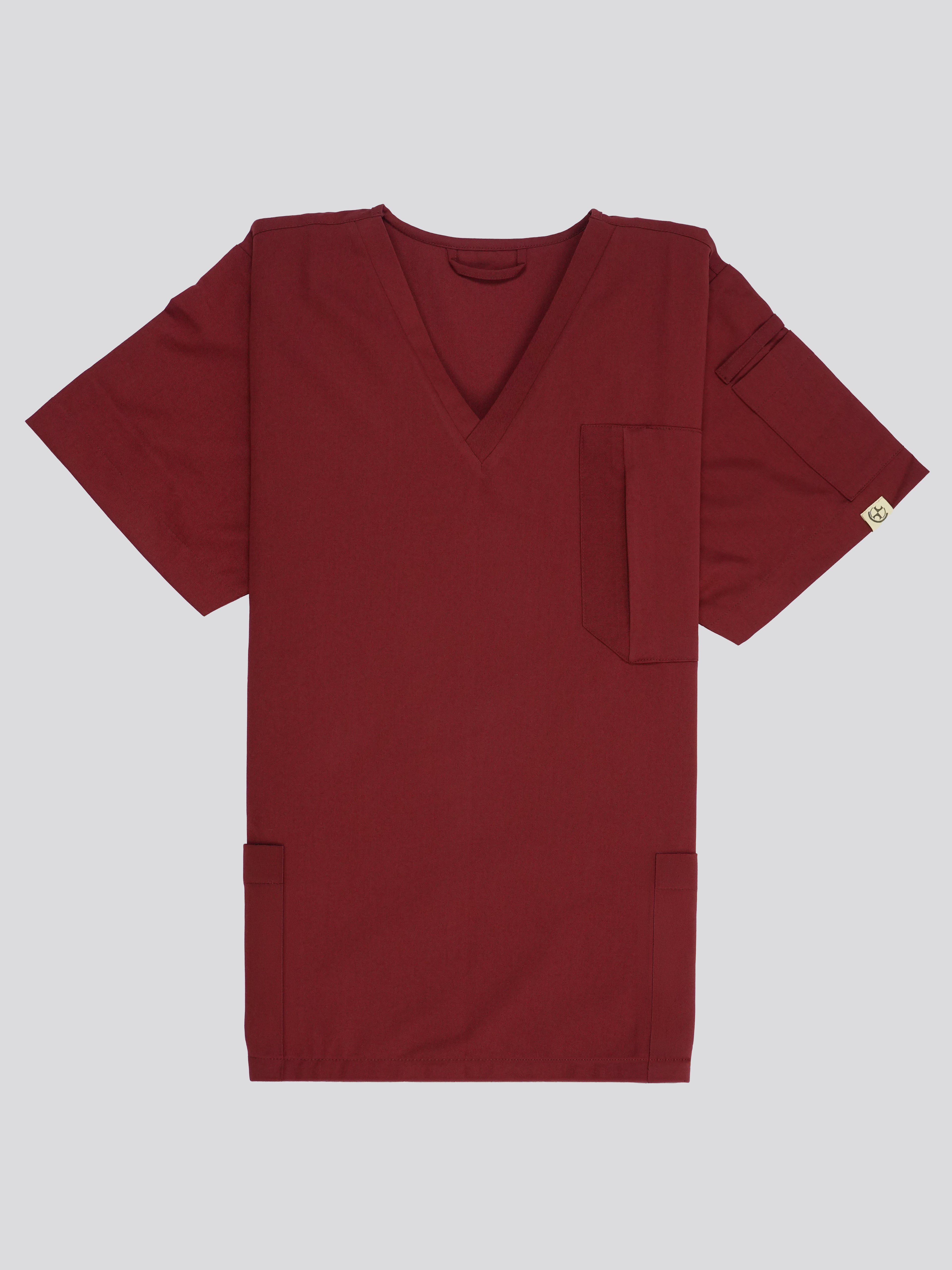 Edg premium scrub top for doctors - Cherry Jam - front view
