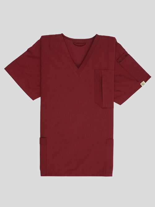 Edg premium scrub top for doctors - Cherry Jam - front view