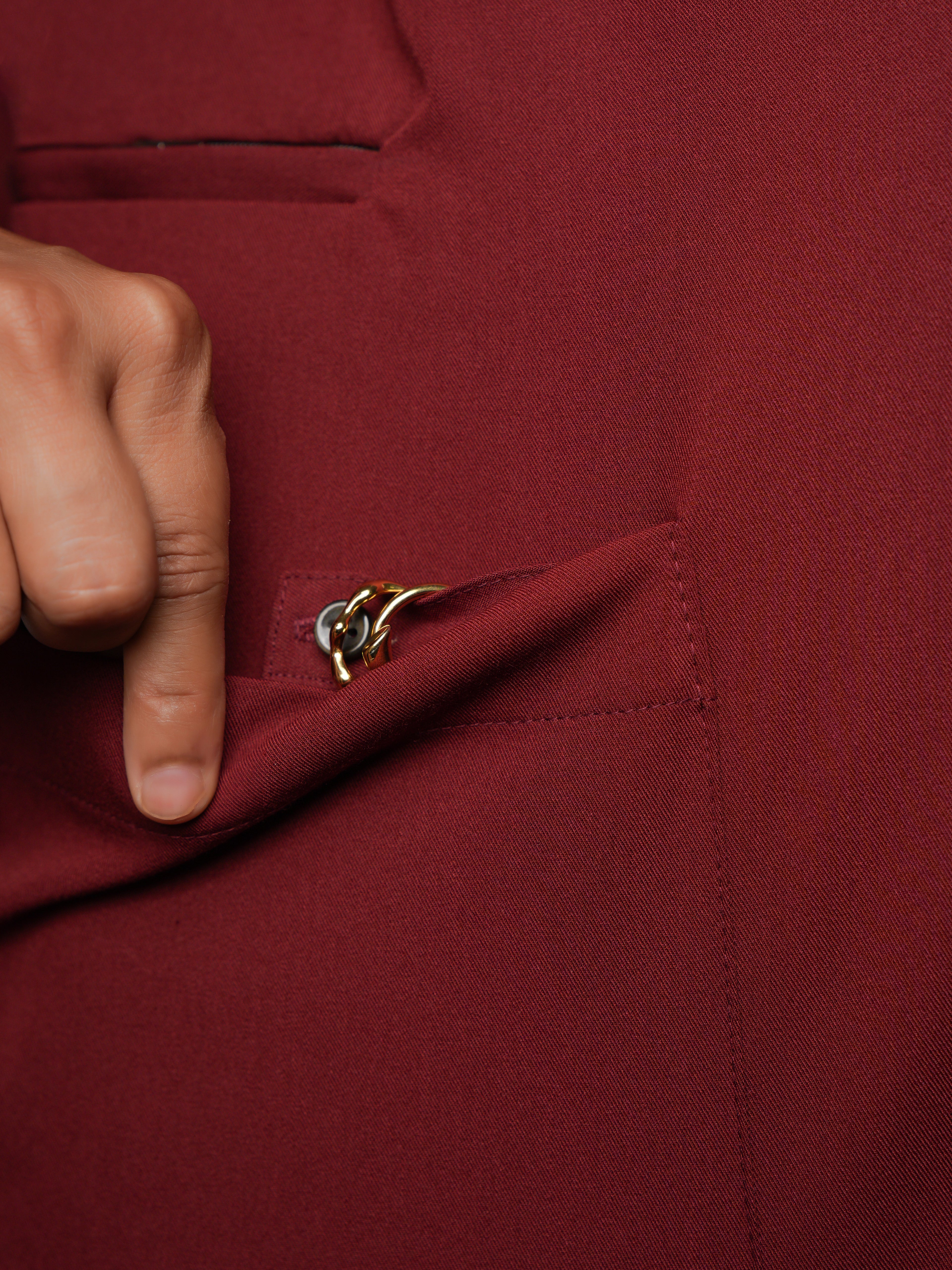 Edg premium scrub top for doctors - Cherry Jam - ring loop - detail