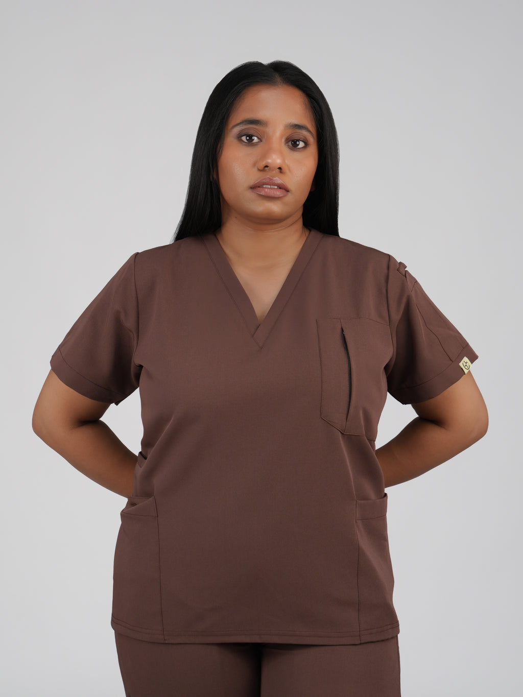 Edg premium scrub top for doctors - Mud Bath - worn on model