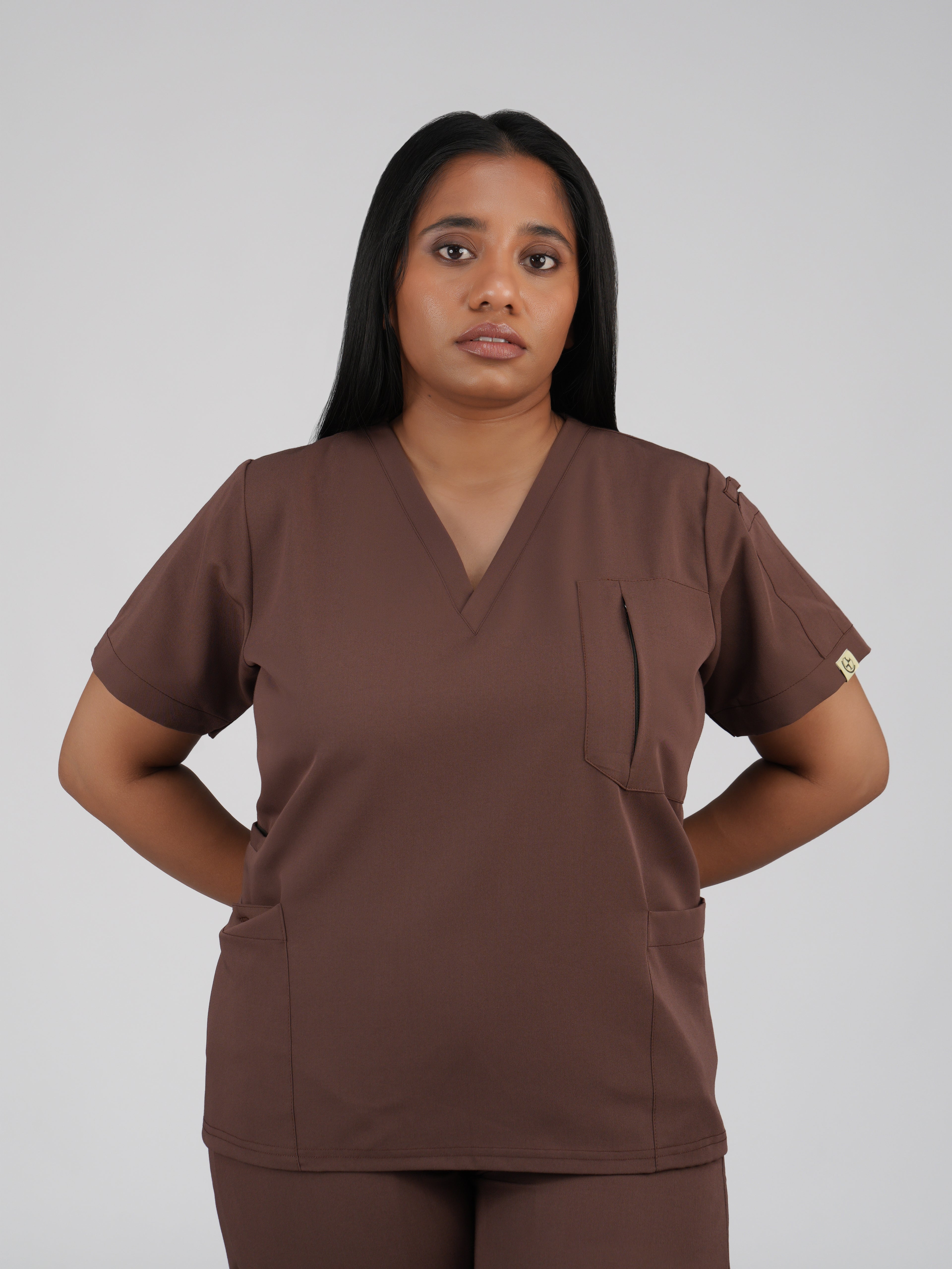 Edg premium scrub top for doctors - Mud Bath - worn on model