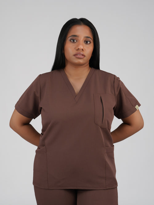 Edg premium scrub top for doctors - Mud Bath - worn on model