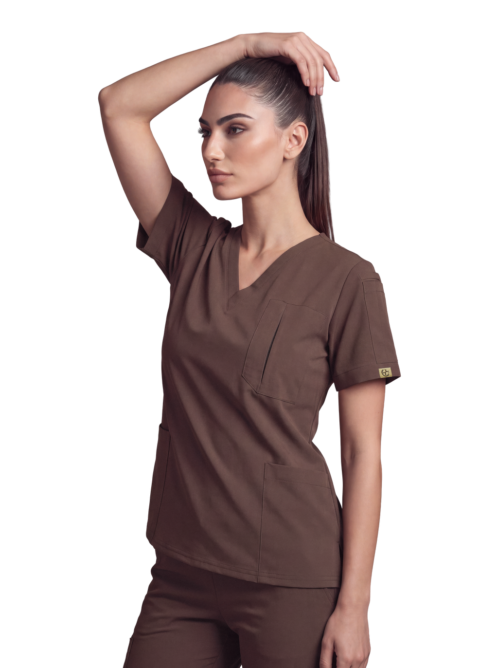 Edg premium scrub top for doctors - Mud Bath - worn on model