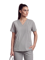 Edg premium scrub top for doctors - Pigeon Ash - front view