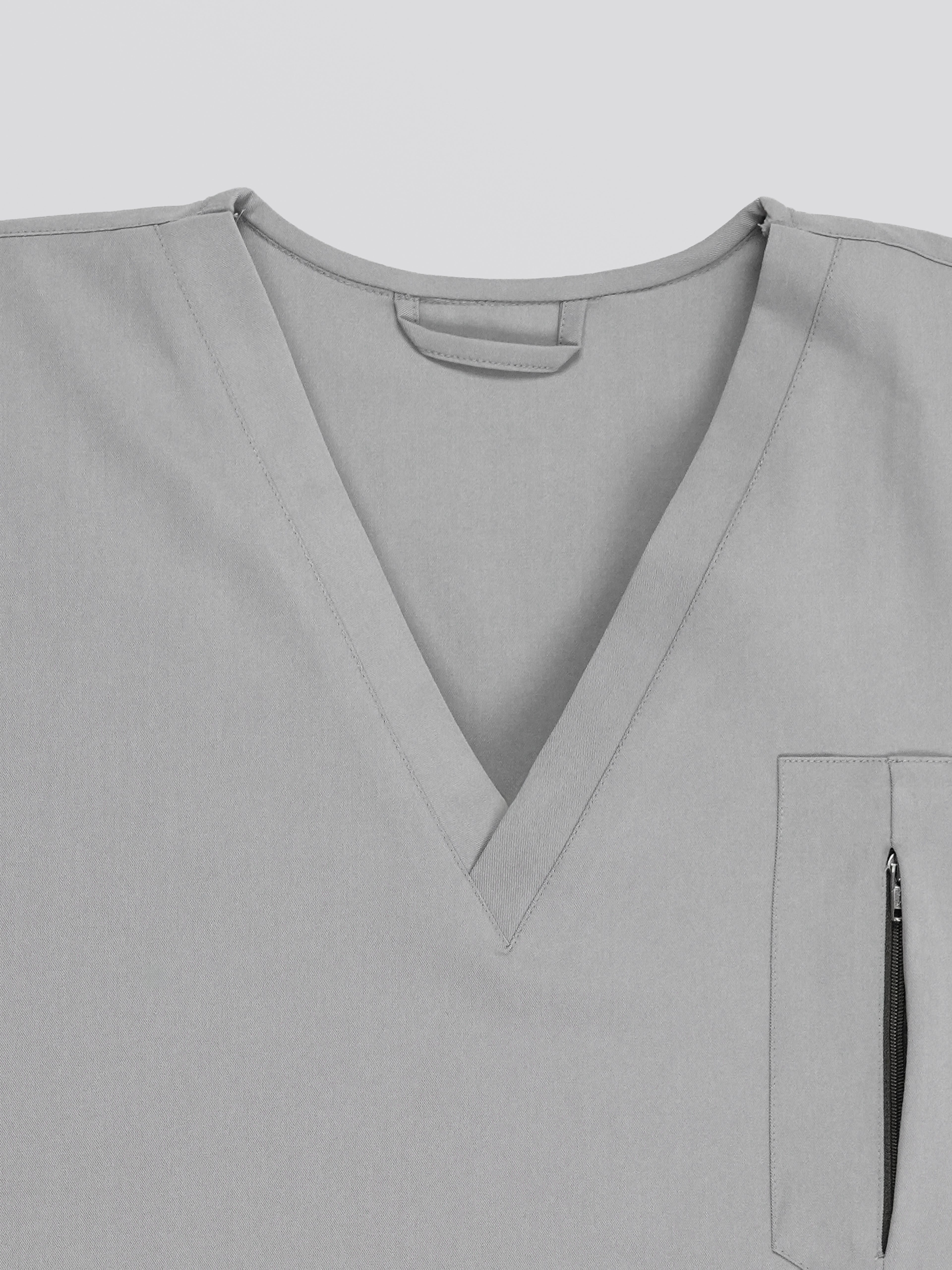 Edg premium scrub top for doctors - Pigeon Ash - structured v neck