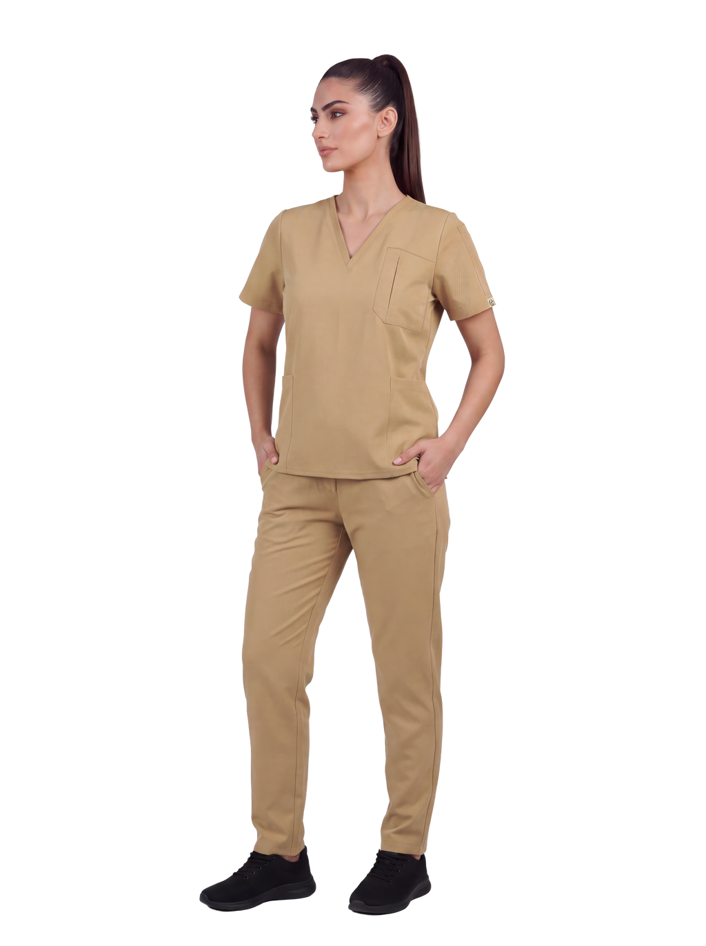 Edg premium scrub top for doctors - Sand Skin - full
