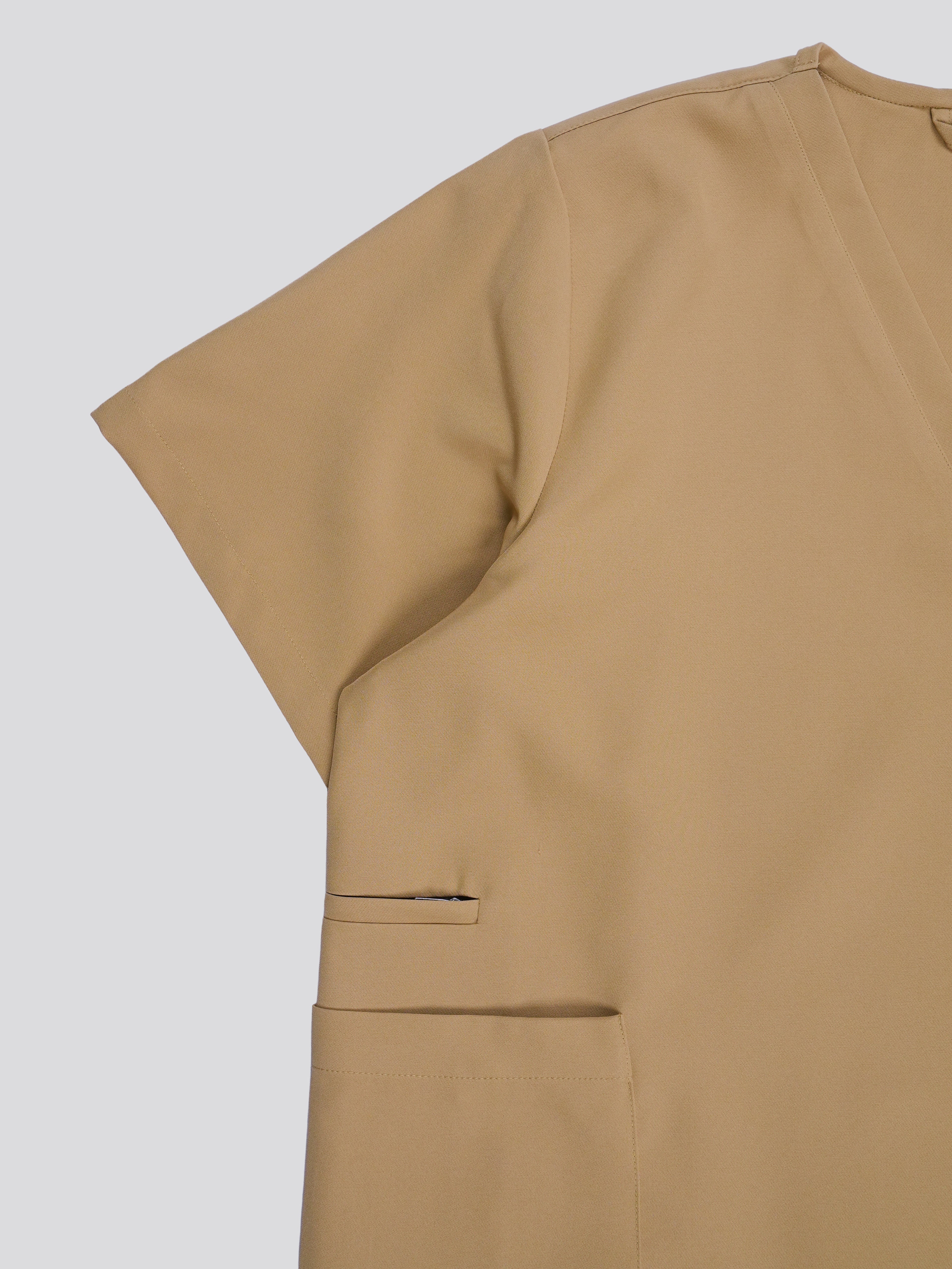 Edg premium scrub top for doctors - Sand Skin - three-quarter side view