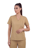 Edg premium scrub top for doctors - Sand Skin - worn on model