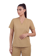 Edg premium scrub top for doctors - Sand Skin - worn on model