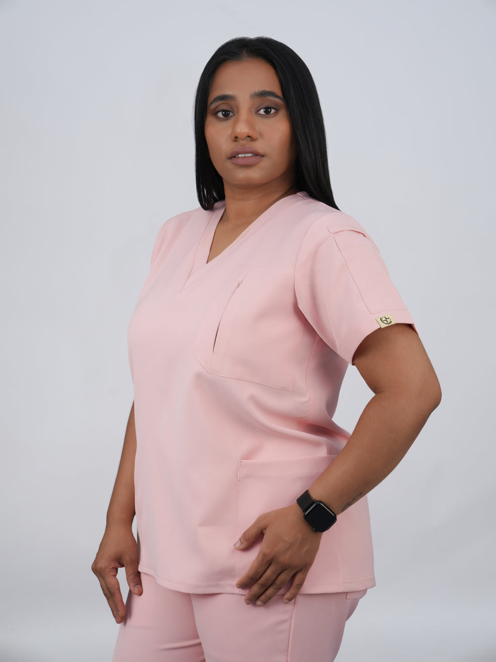Edg premium scrub top for doctors - Unicorn Wing - three-quarter side view
