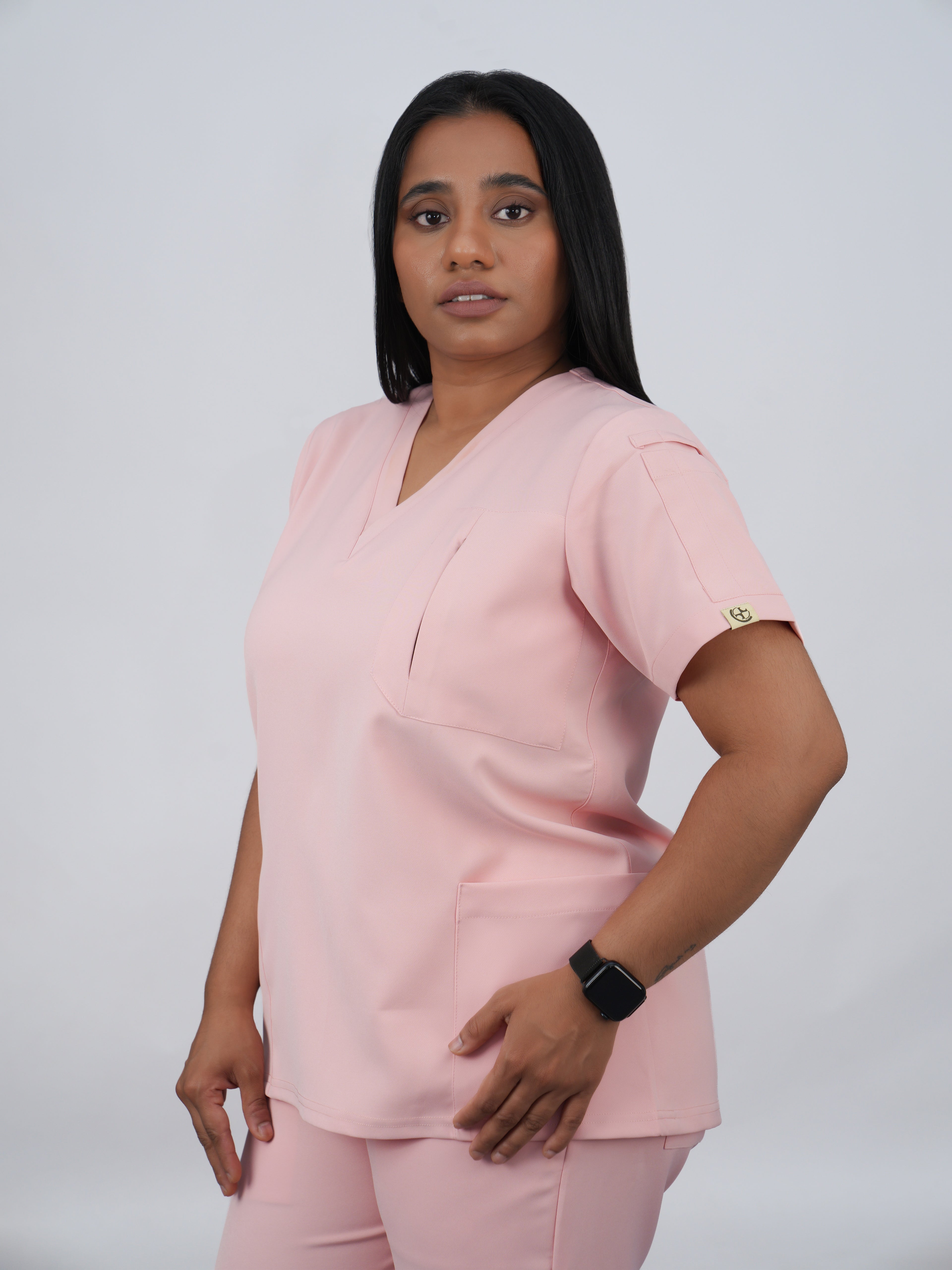 Edg premium scrub top for doctors - Unicorn Wing - three-quarter side view