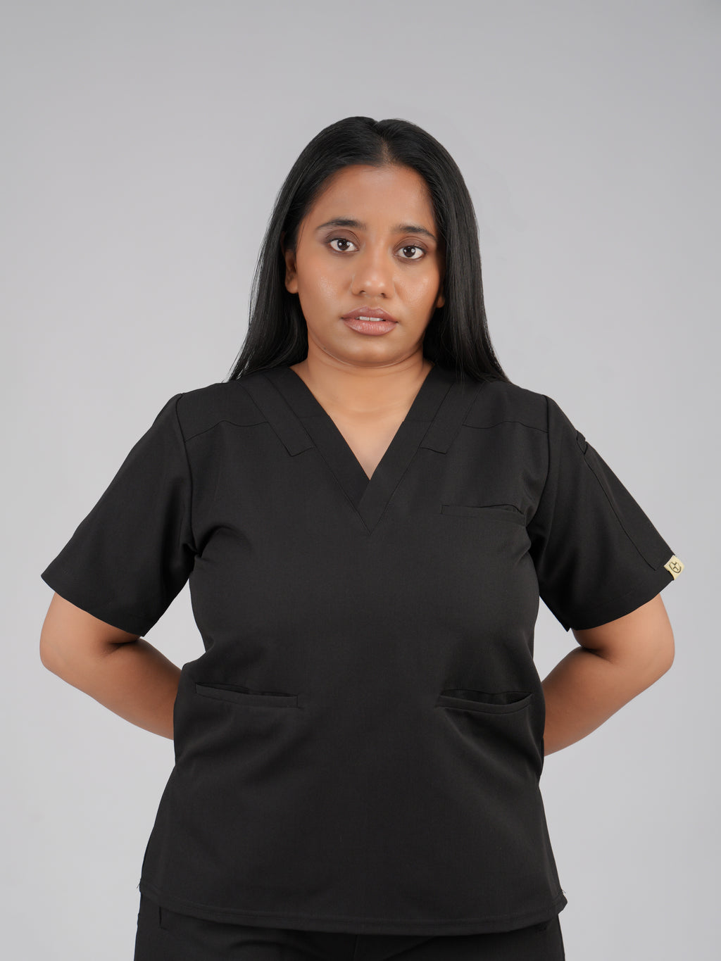 Splet premium scrub top for doctors - Black magic - front view