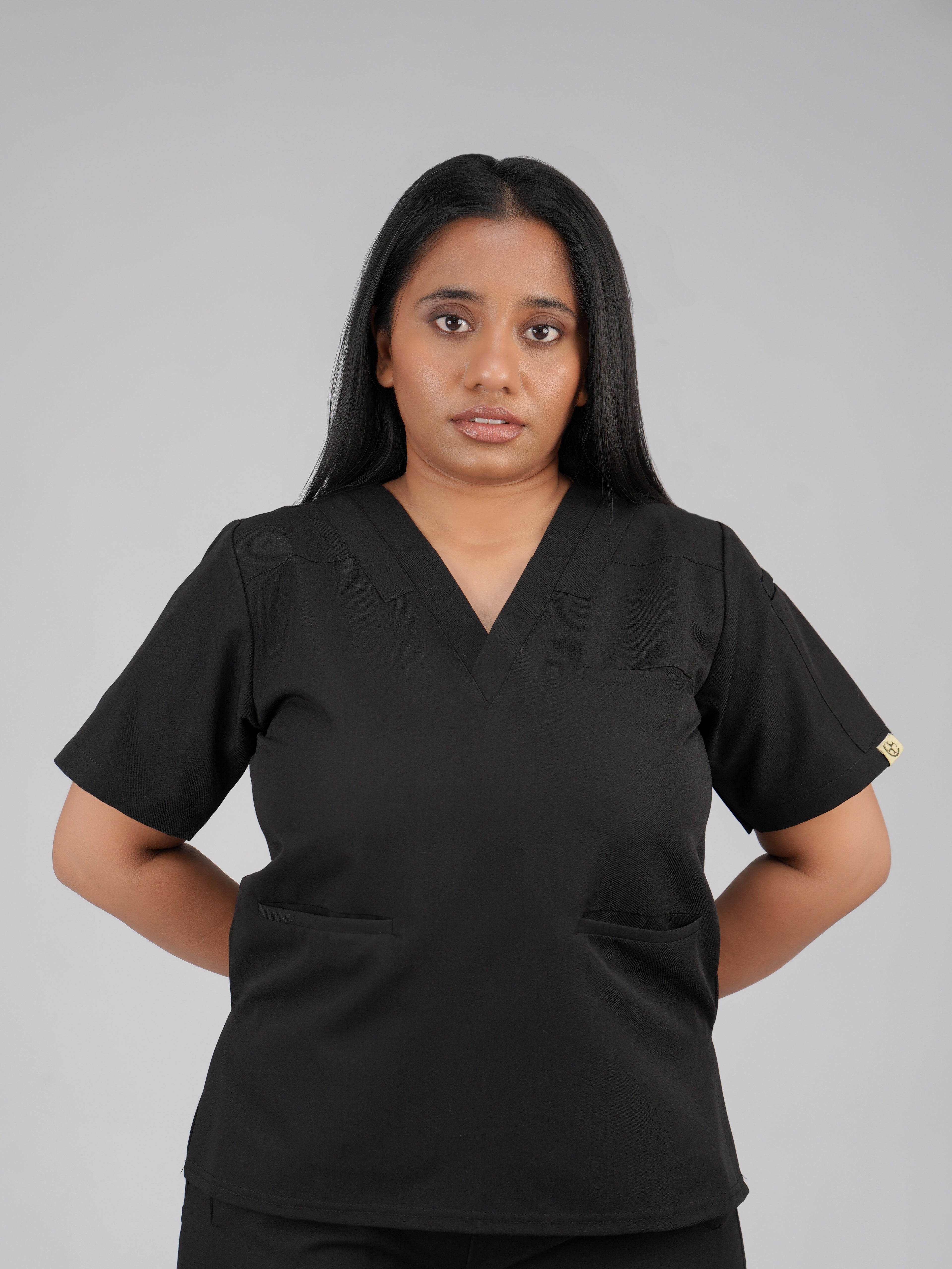 Splet premium scrub top for doctors - Black magic - front view