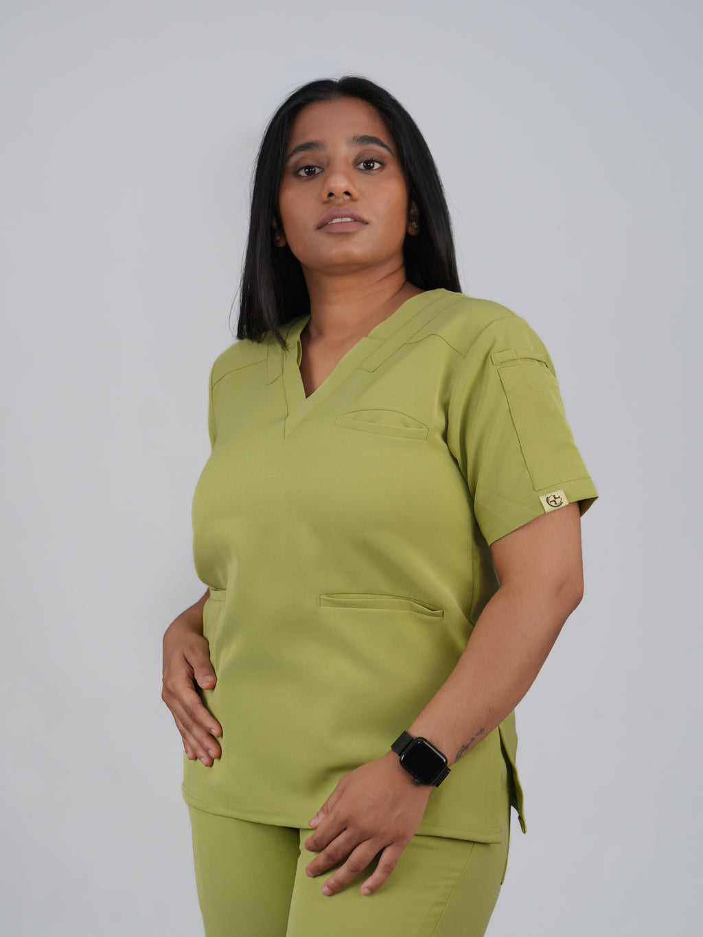 Splet premium scrub top for doctors - Cactus Candy - three-quarter side view