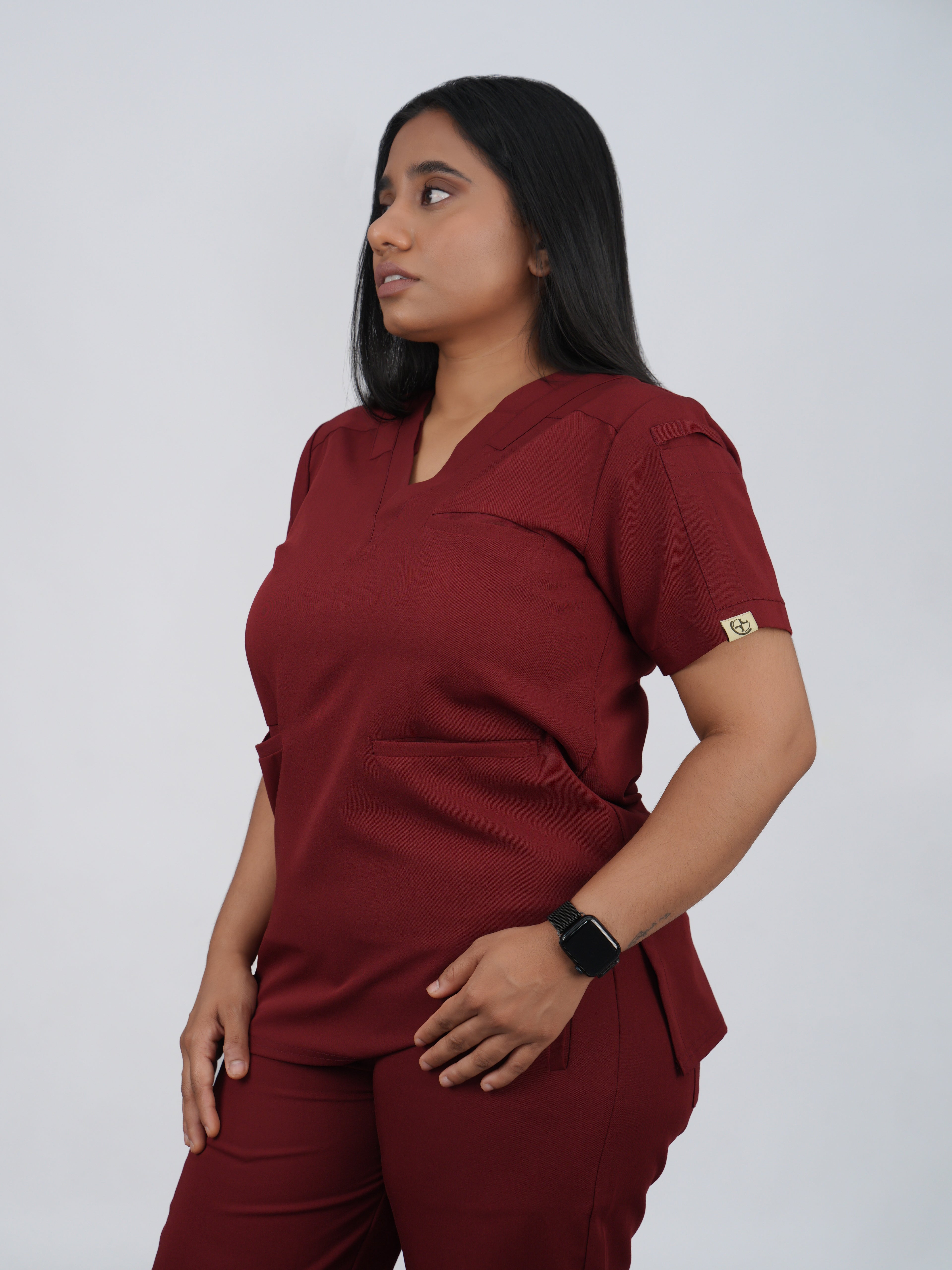 Splet premium scrub top for doctors - Cherry Jam- worn on model