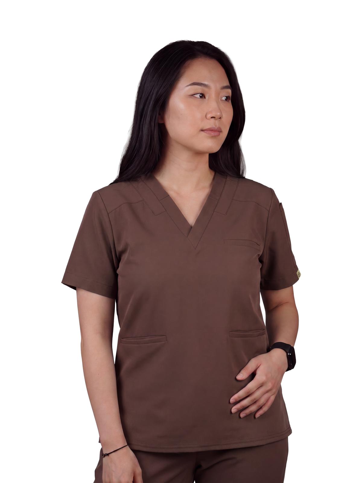 Splet premium scrub top for doctors - Mud Bath - three-quarter deep pocket view