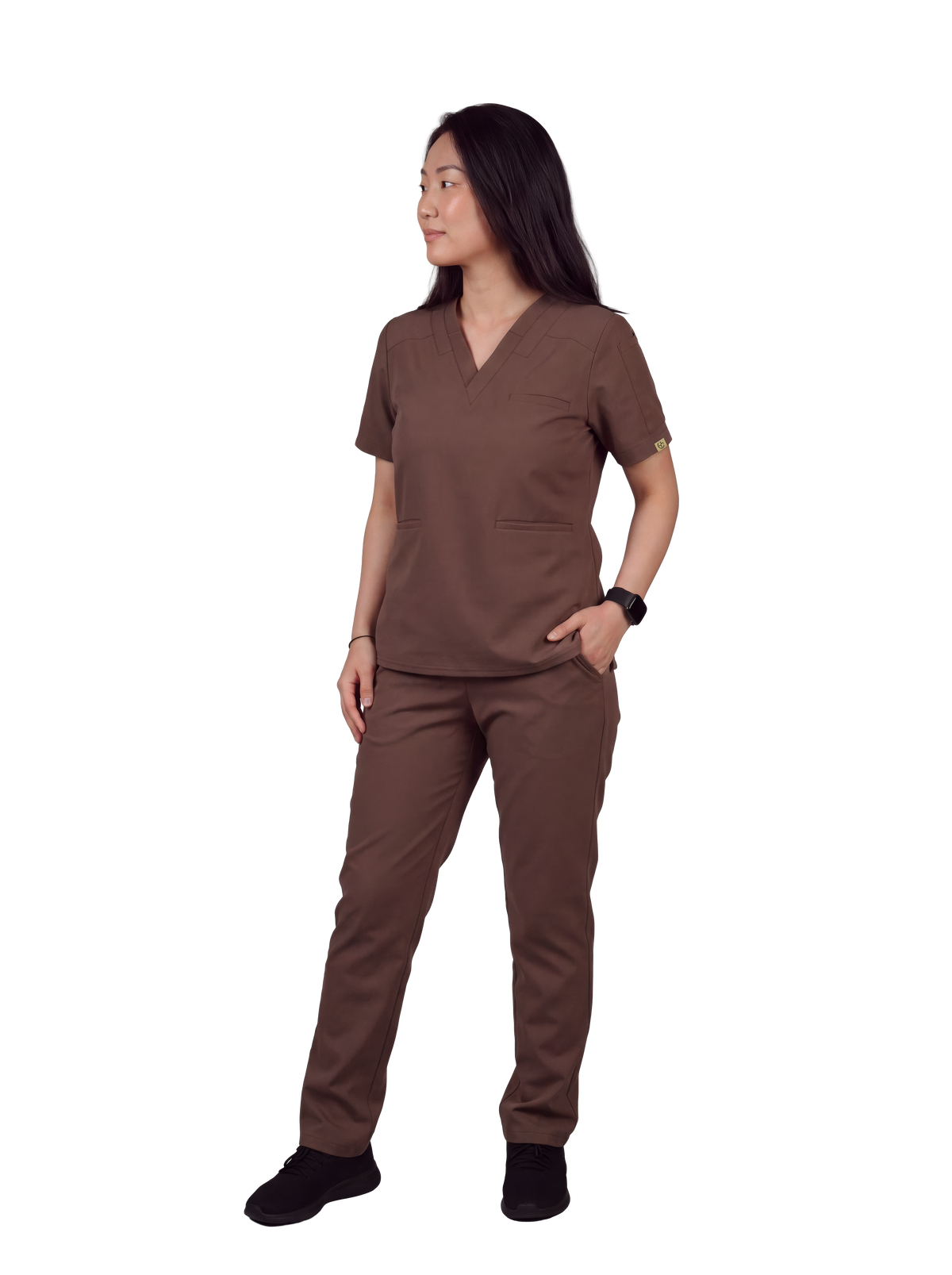 Splet premium scrub top for doctors - Mud Bath - worn on model - full view