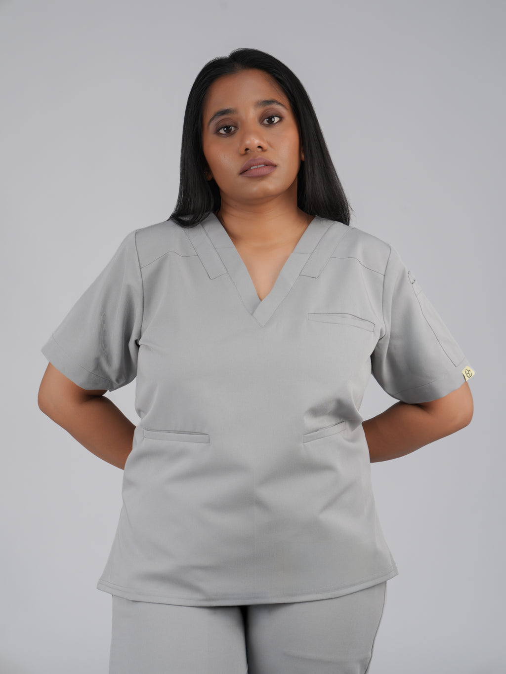 Splet premium scrub top for doctors - Pigeon Ash - front view
