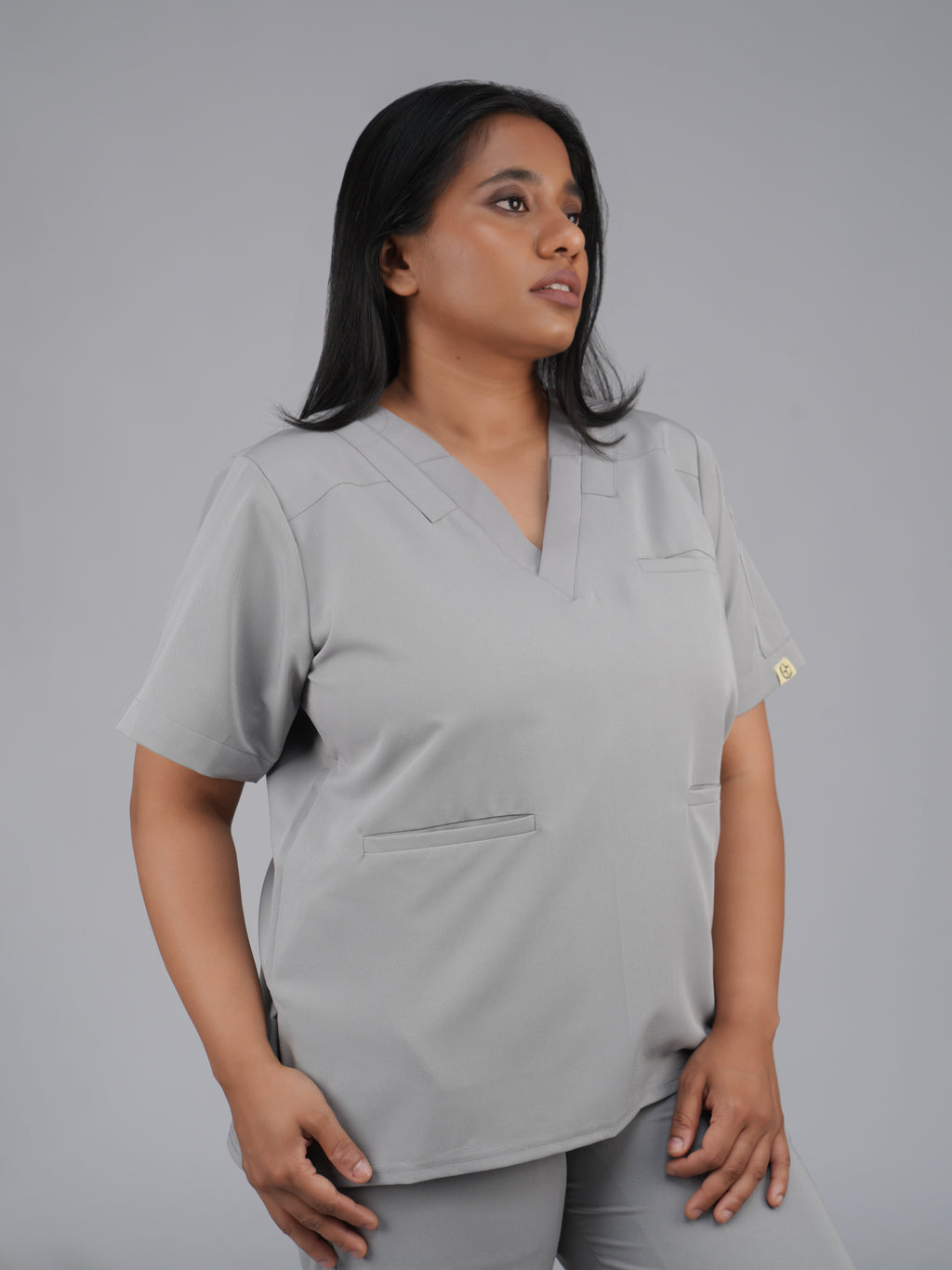 Splet premium scrub top for doctors - Pigeon Ash - side view