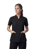 Sqwish premium scrub top for doctors - Black Magic - front view