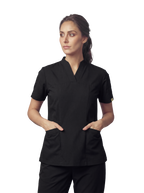 Sqwish premium scrub top for doctors - Black Magic - front view