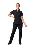 Sqwish premium scrub top for doctors - Black Magic - full front view