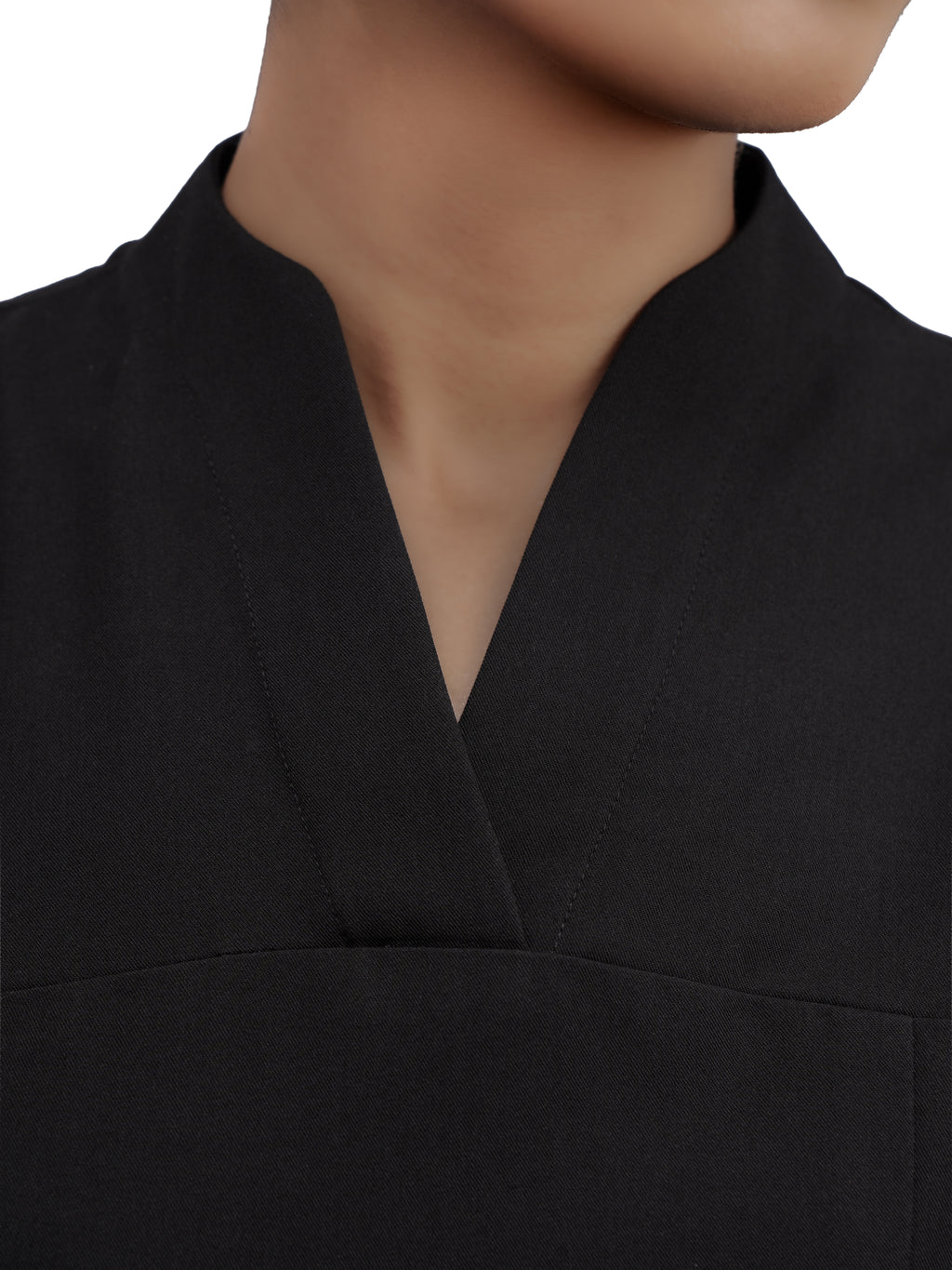 Sqwish premium scrub top for doctors - Black Magic - structured v neck