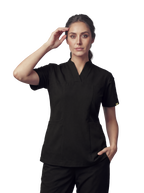 Sqwish premium scrub top for doctors - Black Magic - worn on model