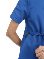 Sqwish premium scrub top for doctors - Blue Horse - adjustable side-cord detail