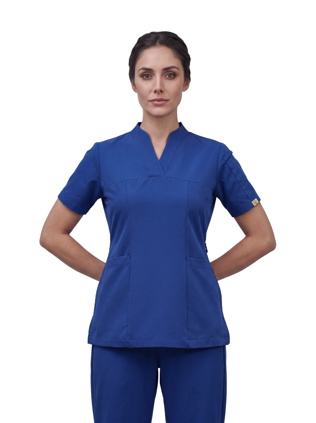 Sqwish premium scrub top for doctors - Blue Horse -  front view