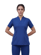 Sqwish premium scrub top for doctors - Blue Horse -  front view