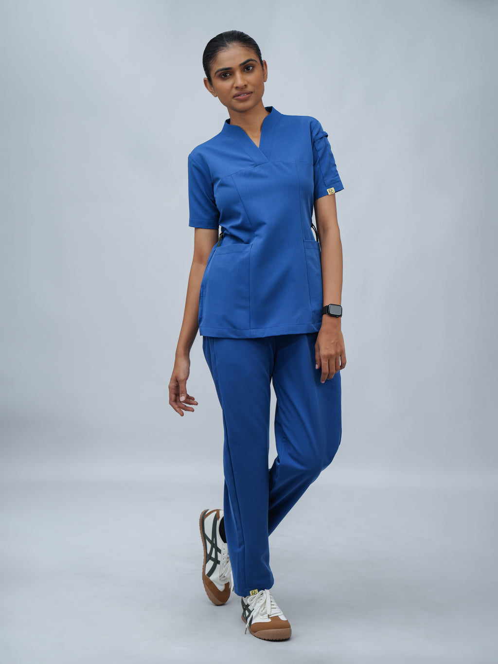 Sqwish premium scrub top for doctors - Blue Horse - full view