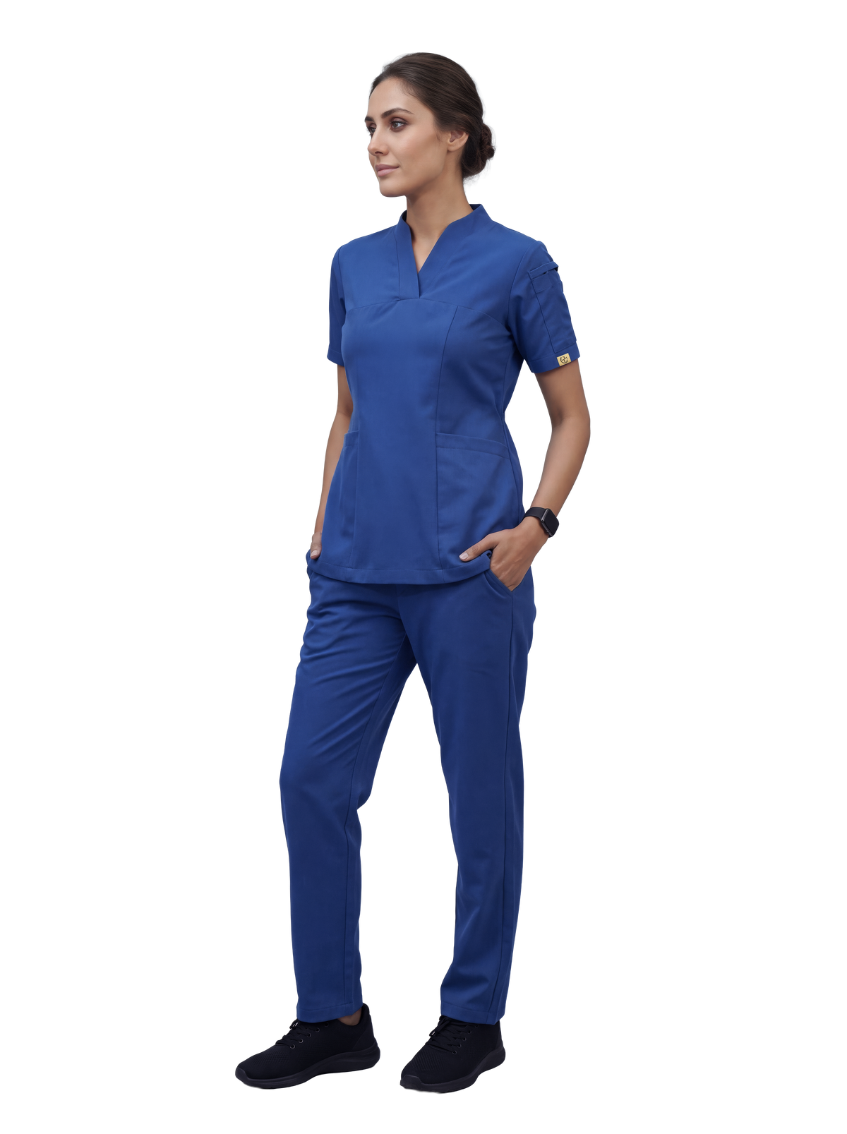 Sqwish premium scrub top for doctors - Blue Horse -  full view
