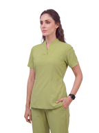 Sqwish premium scrub top for doctors - Cactus Candy - three-quarter side view