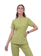Sqwish premium scrub top for doctors - Cactus Candy - worn on model