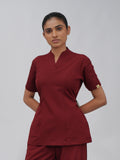 Sqwish premium scrub top for doctors - Cherry Jam  -  front view