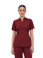 Sqwish premium scrub top for doctors - Cherry Jam  -  front view