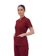 Sqwish premium scrub top for doctors - Cherry Jam - full 