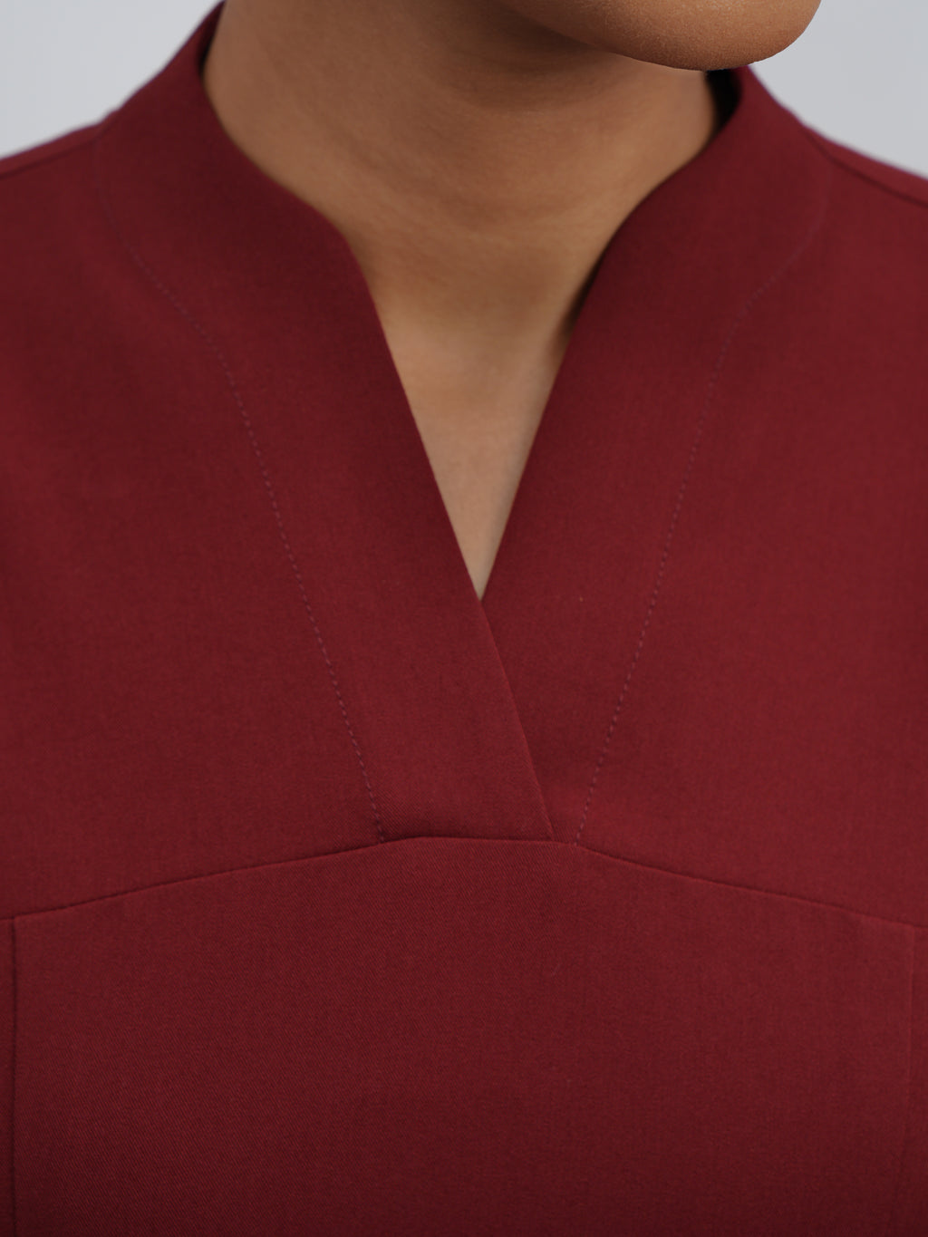 Sqwish premium scrub top for doctors - Cherry Jam  - structured v neck