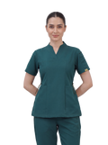 Sqwish premium scrub top for doctors - Frog Forest  -  front view