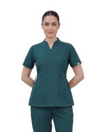 Sqwish premium scrub top for doctors - Frog Forest  -  front view