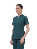 Sqwish premium scrub top for doctors - Frog Forest- side view
