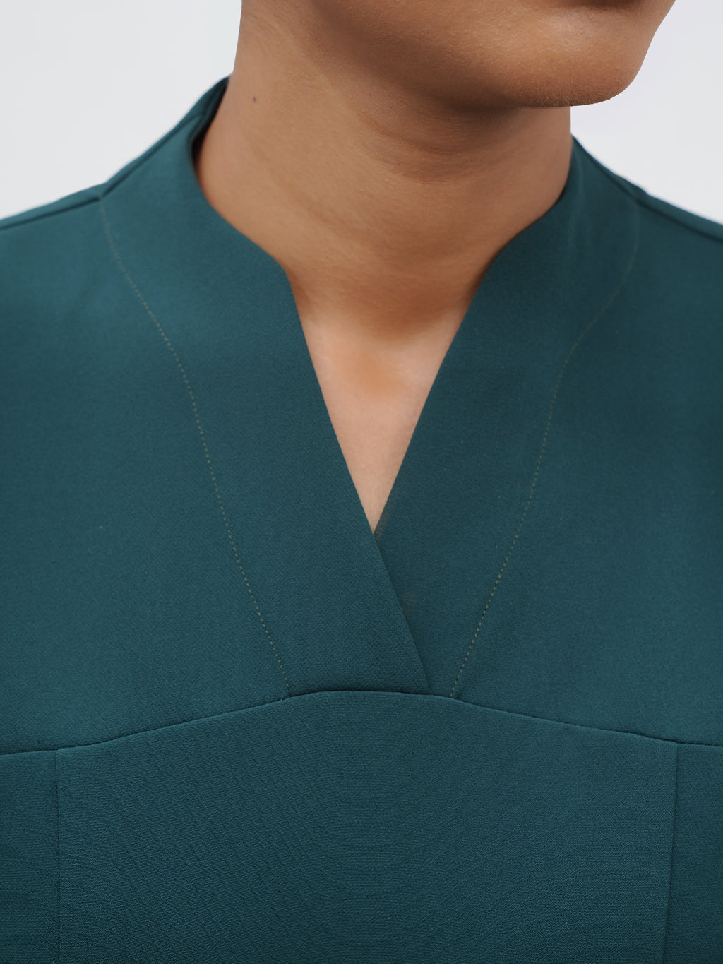 Sqwish premium scrub top for doctors - Frog Forest - structured v neck