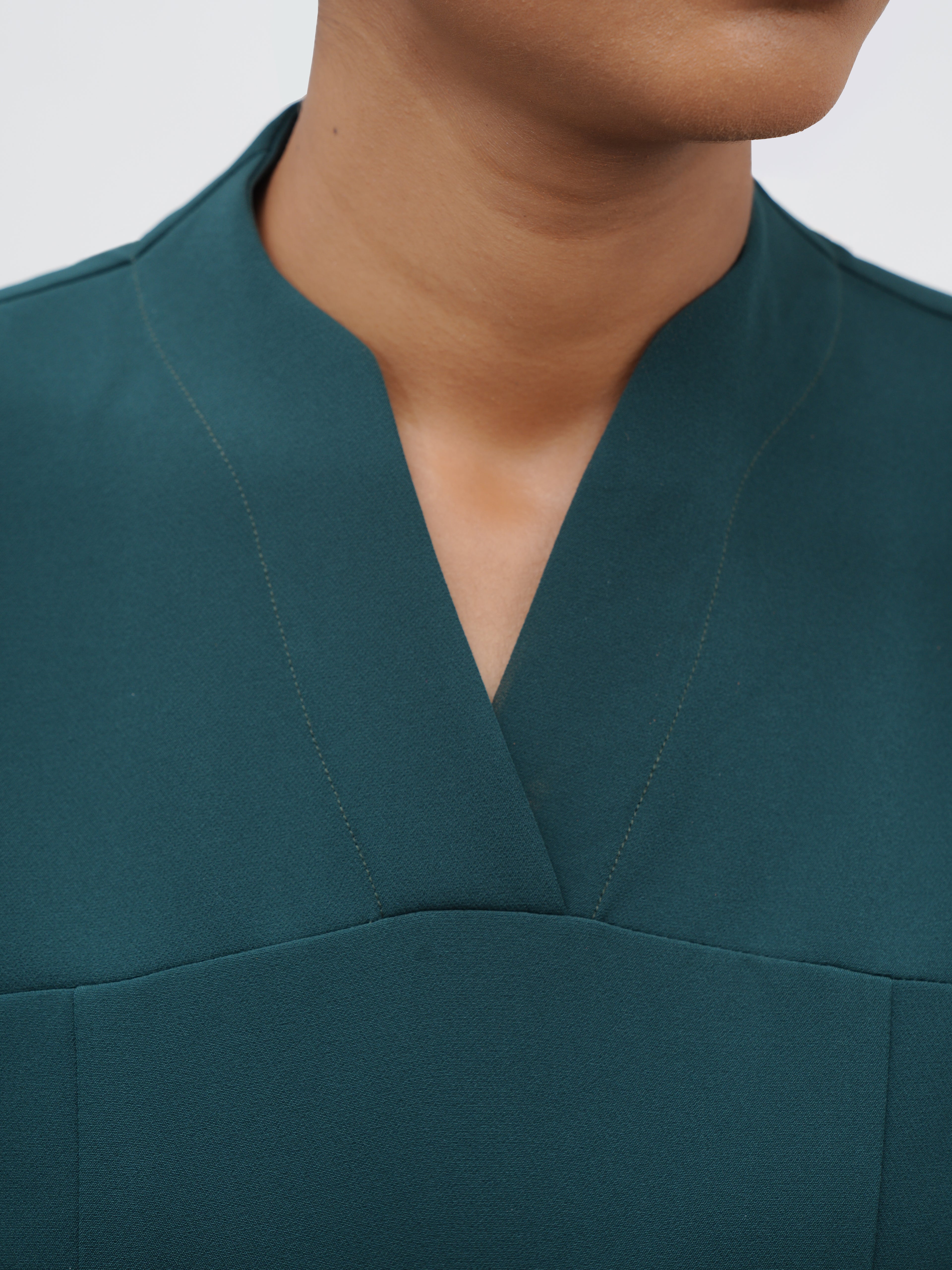 Sqwish premium scrub top for doctors - Frog Forest - structured v neck