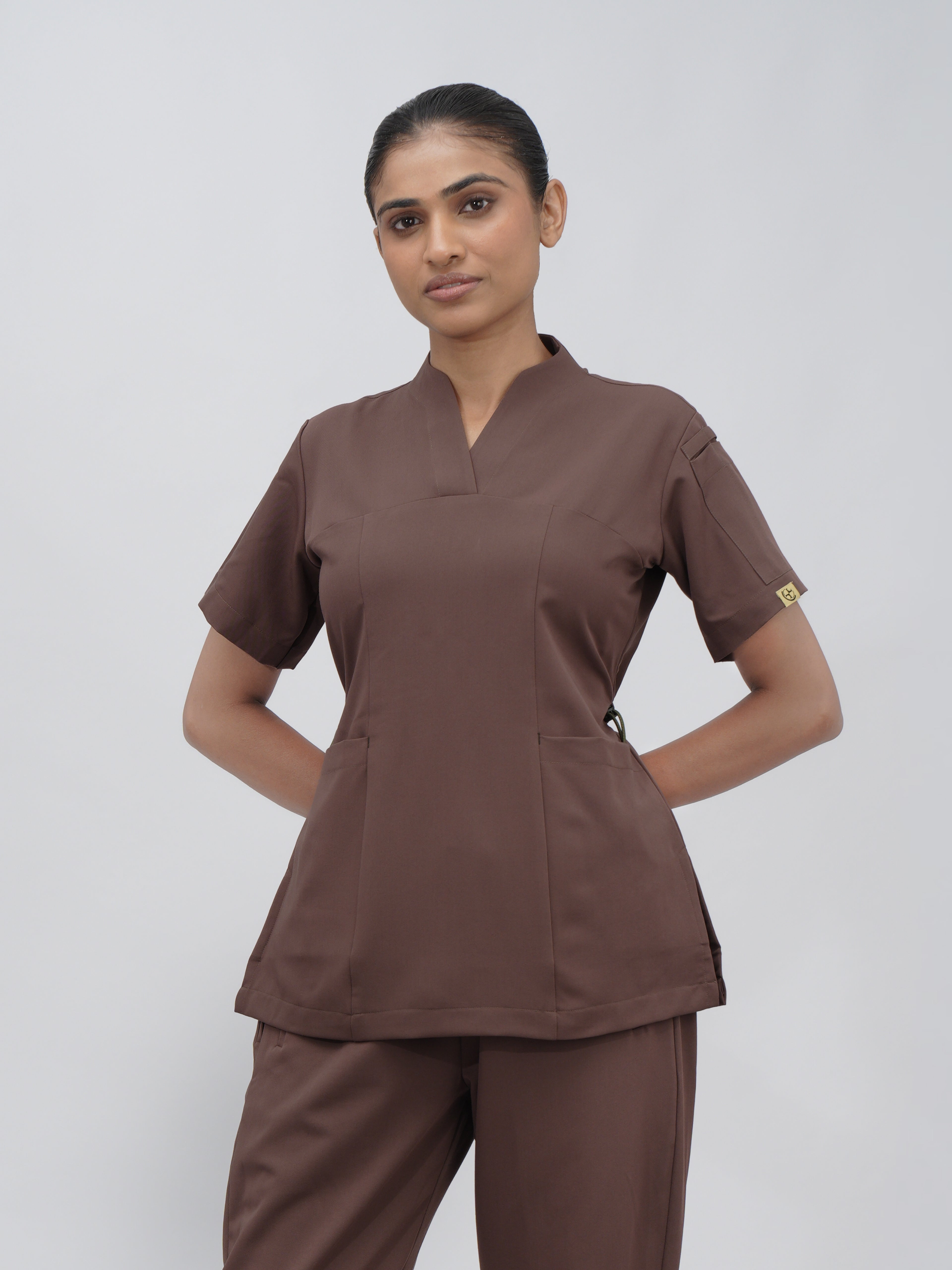 Sqwish premium scrub top for doctors - Mud Bath -  front view